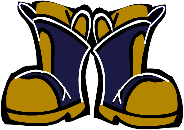 The image shows a cartoon of two boots with laces tied together against a black background.