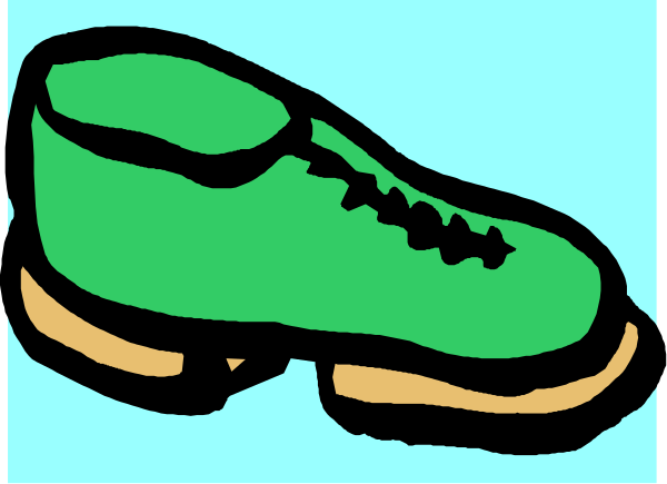 The image shows a single green shoe with laces on top of it against a blue background.