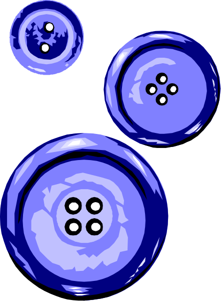 The image shows three blue buttons with white dots on them against a gray background.