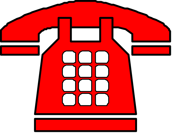 The image shows a red telephone with buttons on it next to an illustration of a calendar icon indicating days from Monday through Sunday in white text against a black background.