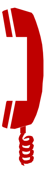 The image shows a red telephone with an antenna on top of it against a gray background.