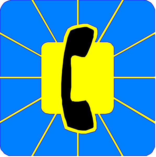 The image shows a blue phone with yellow text on it against a white background.