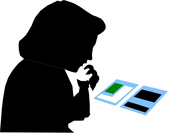 The image shows a black and white pixelated representation of an object that appears to be a remote control with buttons on it in various positions against a dark background.
