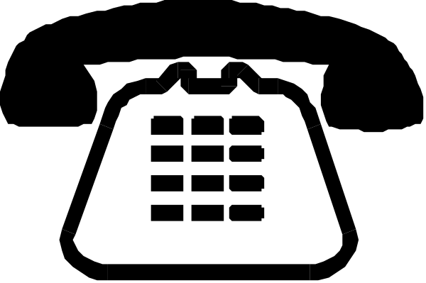 The black and white icon shows a telephone with buttons on it against a dark background.