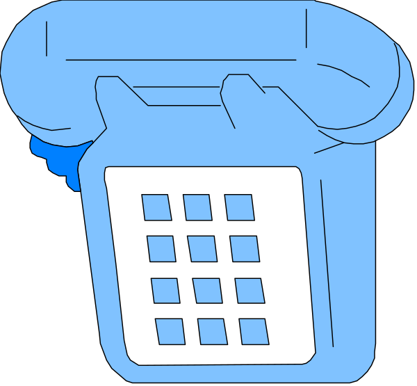 The image shows a blue telephone with an illustrated calendar on its side displaying numbers 1 through 9 from left to right in white squares against a darker background. There is also a small trash can icon next to it, and two hands holding up the phone as if making or receiving calls are visible at top corners of image. The style appears cartoonish with simple line drawings for objects like calendar grid lines and telephone buttons.