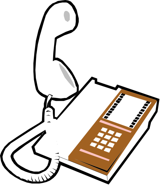 The image shows a white telephone with its receiver hanging off it next to an old pushbutton phone on top of what appears to be a brown landline base unit that has buttons for dialing numbers.
