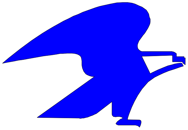 The image shows a blue silhouette of an angel with wings on its back flying over what appears to be a roadway at nighttime.