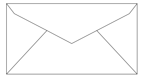 The image shows a simple white envelope with an open flap on top of it against a gray background.