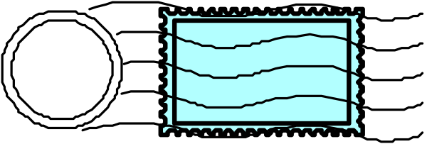 The image shows a pixelated representation of an open window with blue light emanating from it against a dark background.