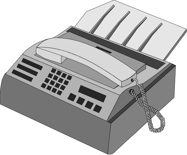 The black and white illustration shows a telephone with buttons on its side next to an old cash register that has been opened up in front of it.