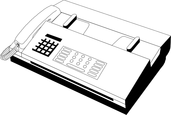 The black and white illustration shows a telephone with buttons on its side placed next to it is an office phone corded into a wall socket.