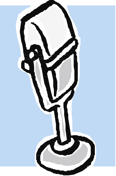 The image shows a black and white cartoon of an award trophy with two arms holding it up against a blue background.