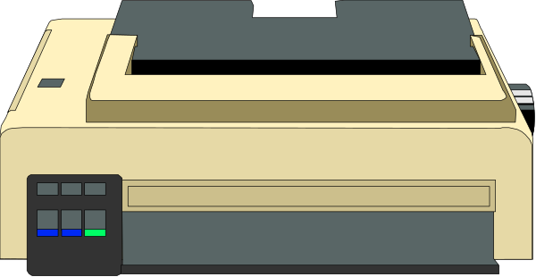 The image shows a printer with an open top on it against a plain background.