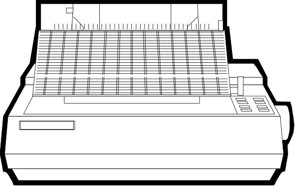 The black and white illustration shows a cash register with an open drawer on top of it against a dark background.