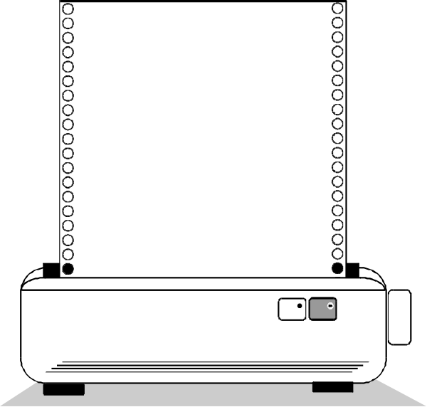The black and white illustration shows a printer with paper coming out of it on top of another machine that appears to be an electronic device like a router or modem.