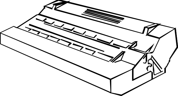 The black and white illustration shows a keyboard with multiple keys on it against an untextured background.