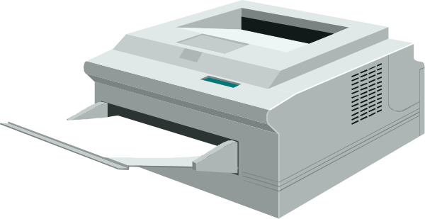 The image shows a white printer with an open paper tray on top of it against a plain background.