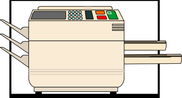 The image shows a cartoon of an old cash register with buttons on its front panel against a plain background.