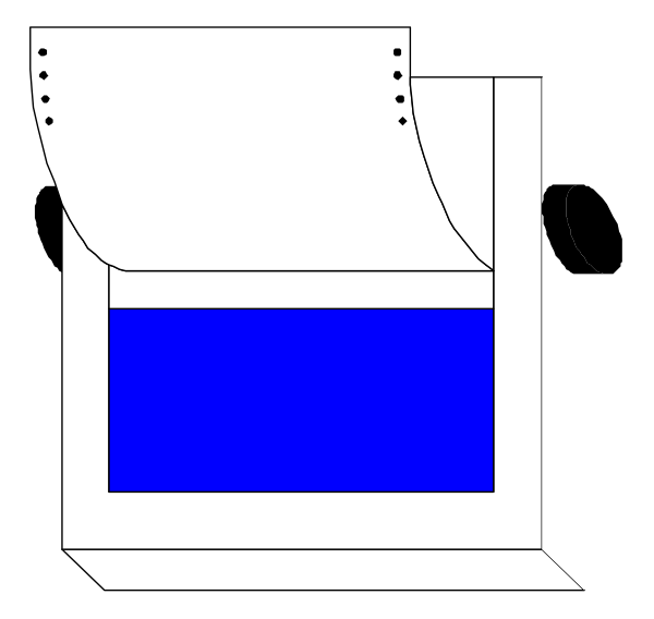 The image shows a simple black and white line drawing of an open book with pages facing outward on either side.