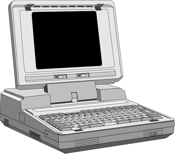 The image shows two laptop computers side by side against a black background; on the left is an open laptop with its screen visible displaying what appears to be text content, while the right one has both lid closed and keyboard facing upwards in front of it as if ready for use or demonstration purposes.