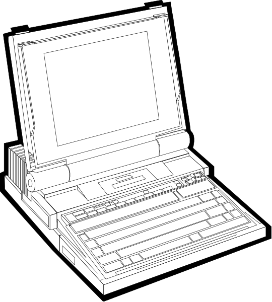 The image shows a laptop computer with an open lid on its screen side against a black background.