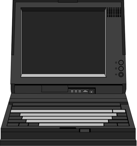 The image shows two views of a laptop computer with its screen off against different backgrounds: on top is an open view showing keyboard keys; below it is a closed perspective focusing more on the monitor area where there's no visible text, and both images have dark tones emphasizing their electronic nature.