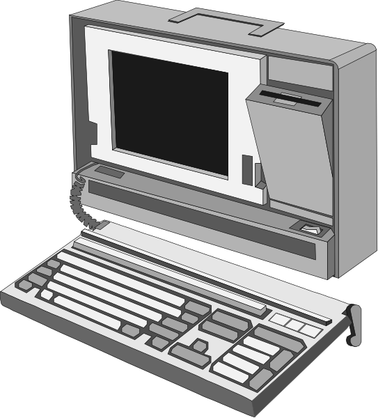 The image shows a computer with an open keyboard on top of it against a black background.