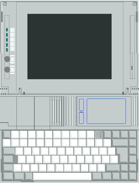The image shows a laptop with its screen open displaying an error message on top of what appears to be some sort of software interface in blue text against white backgrounds within windows that resemble folders or panels, and there is also visible keyboard input at bottom right corner indicating typing activity.