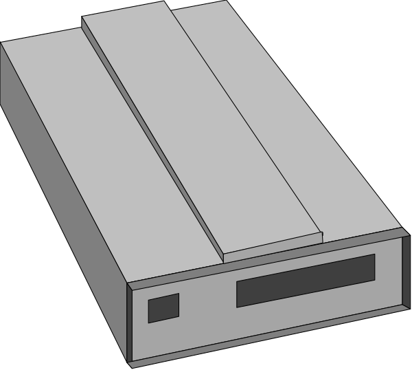 The image shows two stylized representations of a computer tower with open side panels against a black background; there is no text present in this clip-art illustration.