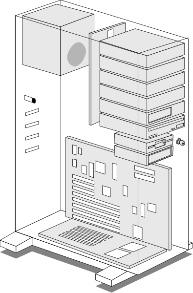 The image shows a black and white line drawing of an office cubicle with various compartmentalized sections for storage and workspaces.