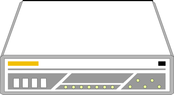 The image shows a computer tower with an open side panel on top of it against a gray background; there is no text present in this clip-art illustration.
