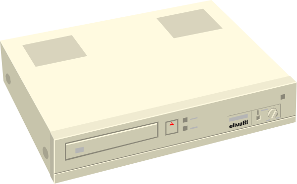 The image shows a classic beige IBM PC with its side panel removed to reveal internal components such as RAM slots, hard drive bay, power supply unit (PSU), CD-ROM slot, serial port, parallel port, and floppy disk drives on an otherwise plain background that does not provide any additional context or setting.