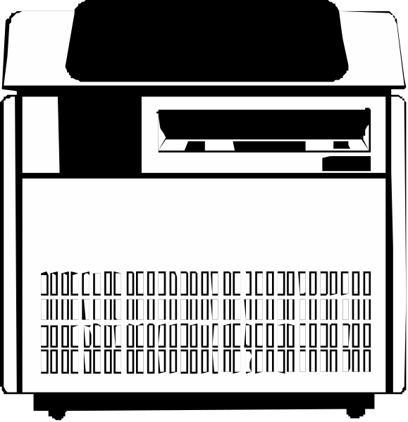 The black and white images show a printer with paper coming out of it on top left corner and an open drawer revealing rows of papers in bottom right corner.