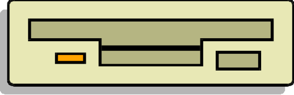 The image shows a computer monitor with an orange icon on it against a gray background.