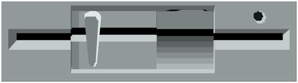 The image shows a gray metal object with multiple holes along its length, which appears to be some kind of mechanical part such as an engine block cover or similar component from machinery.