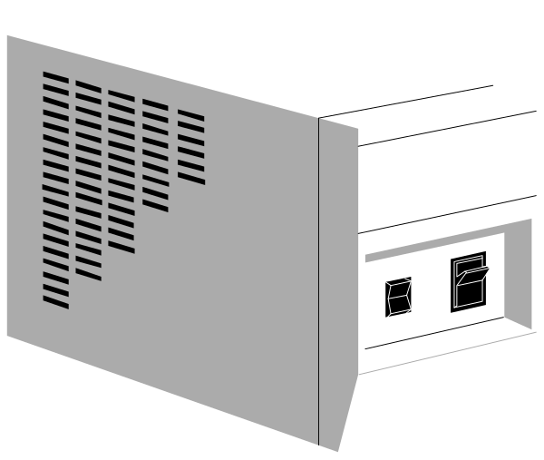 The image shows a white air conditioning unit with vents on its side against a black background.