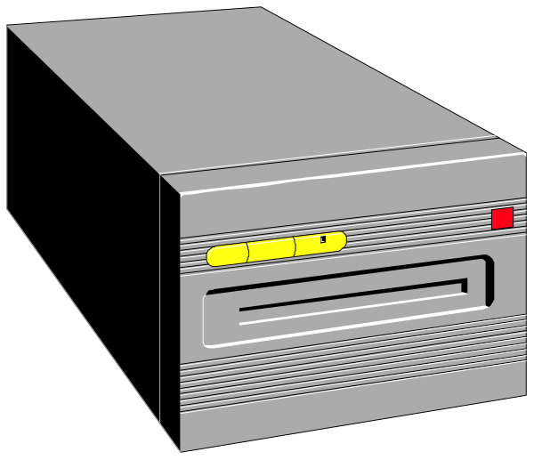 The image shows a computer tower with an open side panel revealing internal components such as hard drives and fans against a black background.