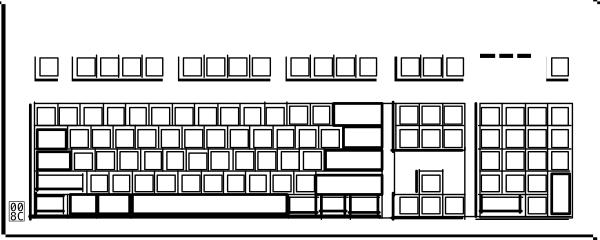 The image shows a computer keyboard with various keys labeled on it against an indistinct background that does not provide any additional context about its surroundings or environment.