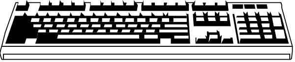 The black and white photo shows a computer keyboard with various keys visible against an indistinct background that does not provide any additional context about its surroundings.