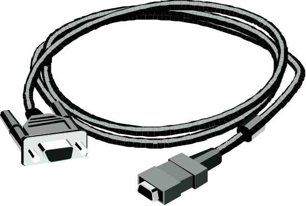 The image shows a coiled cable with an attached device on top of it against a black background; there is no text present in this clip-art illustration.