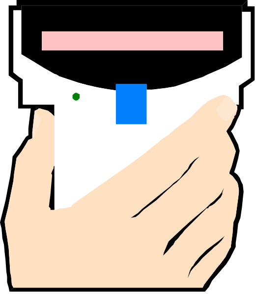 The image shows a hand holding an object that resembles a smartphone with its screen facing upwards towards us; we can see part of another device in front of it which appears to be connected by cables, suggesting some sort of docking station setup or transfer process between devices.