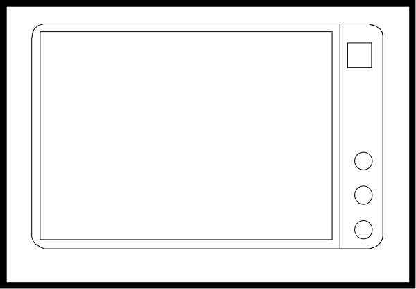The image shows a simple line drawing of an oven with its door open placed on top of what appears to be a stove in front of it.