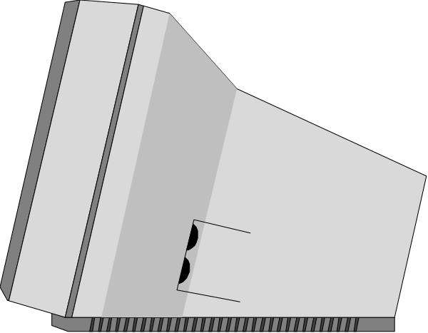 The image shows a black and white illustration of an open laptop computer with its screen facing upwards on what appears to be a dark surface.