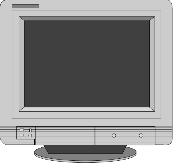 The image shows a computer monitor with no visible content on its screen placed next to an older model desktop computer tower that has two floppy disk drives at the front bottom of it.