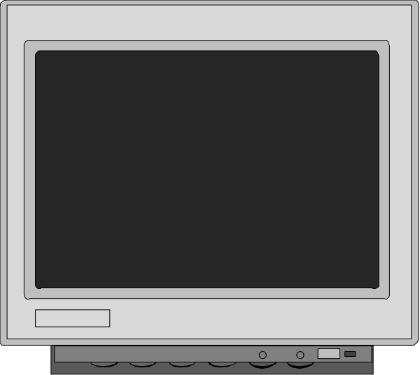 The image shows a computer monitor with no content displayed on it next to an open laptop displaying what appears to be a blank screen.