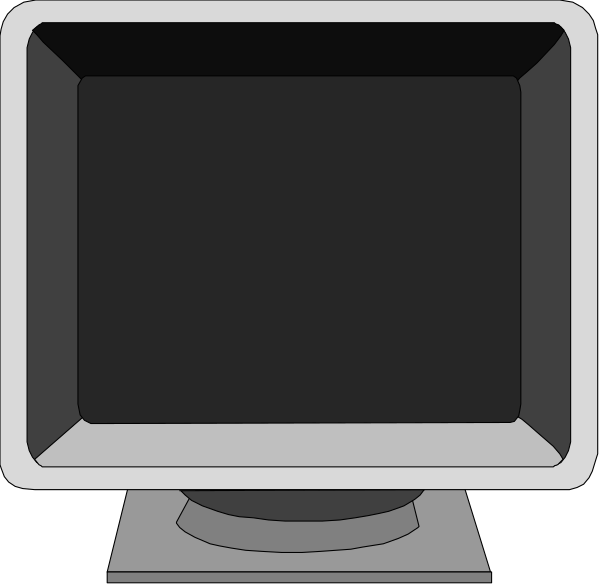 The image shows a computer monitor with no content displayed on it next to two other monitors that also have blank screens; all three displays appear black in color against their respective frames.