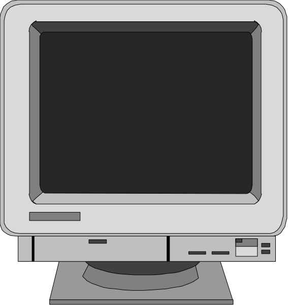 The image shows two computer monitors side by side against a black background; on the left is an older model CRT monitor with visible scan lines, while the right displays a flat-screen LCD displaying nothing but its reflection in glass.