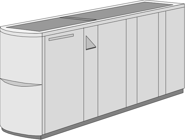 The image shows a black and white illustration of two refrigerators placed side by side against what appears to be a dark background with no additional context provided about their surroundings or any other objects present in this small clip-art picture.