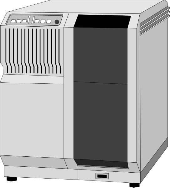 The image shows a white computer tower with vents on its sides against a black background.