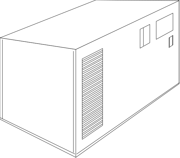 The black and white illustration shows a simple house with two visible windows on its side walls; there is no text present in this image.